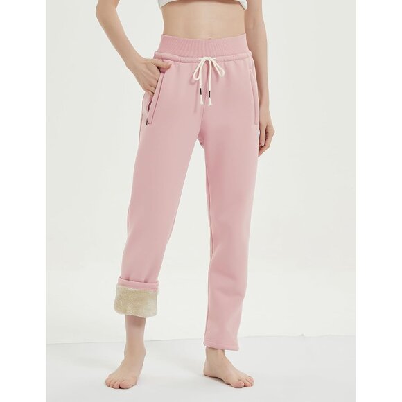 Women's Sherpa Lined Sweatpants Winter Warm Fleece Lined Sweatpants with Pockets - Picture 4 of 5